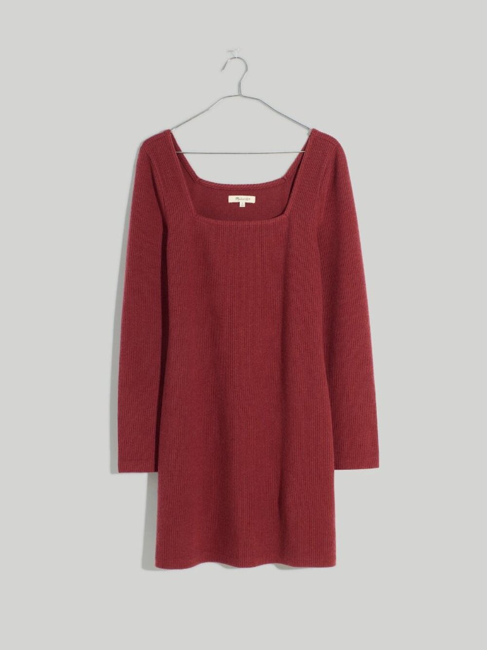Madewell Ribbed Bodycon Knit Mini Dress in Rich Burgundy